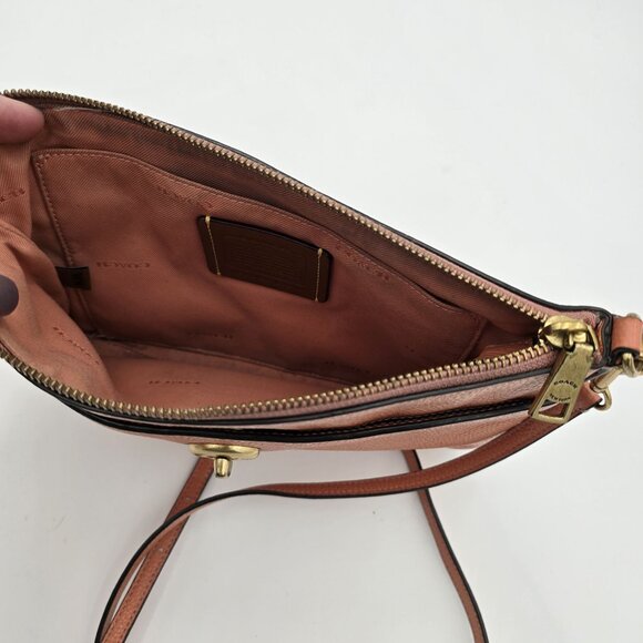 Coach TCoral Leather Crossbody Bag With Twist Lock Closure & Adjustable Strap - Picture 5 of 11